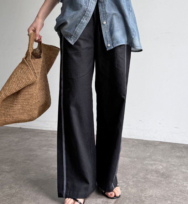  「【WEB限定】ラインタックワイドパンツ」|チノ|