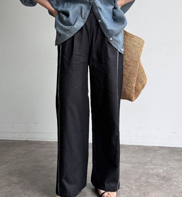  「【WEB限定】ラインタックワイドパンツ」|チノ|