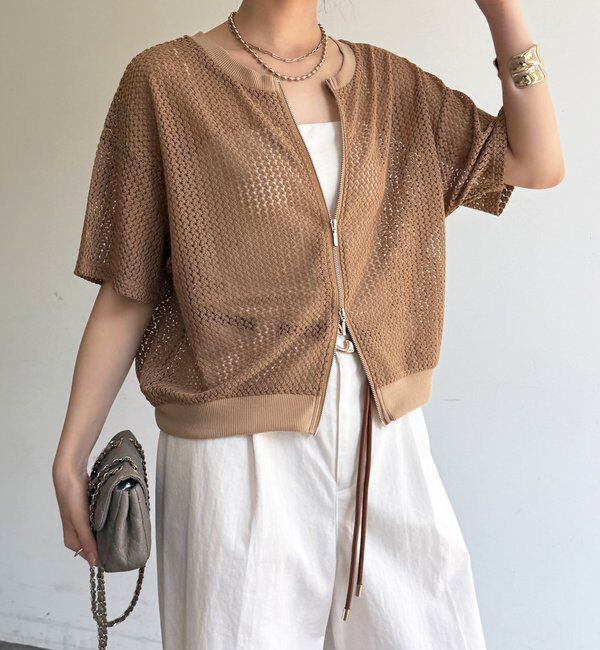  「【WEB限定】メッシュジップ半袖ブルゾン」|ブルゾン・スタジャン|