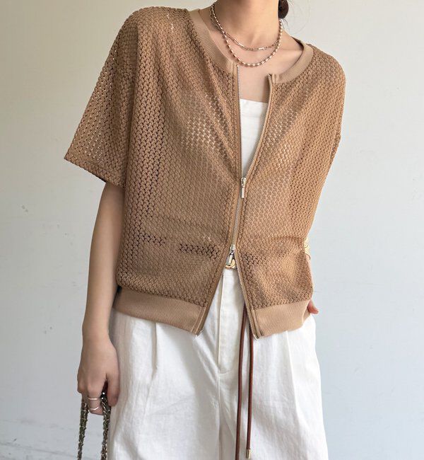  「【WEB限定】メッシュジップ半袖ブルゾン」|ブルゾン・スタジャン|