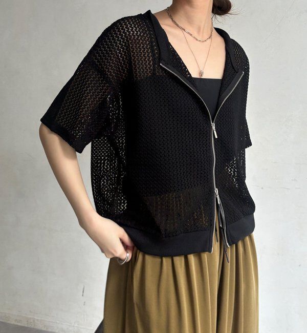  「【WEB限定】メッシュジップ半袖ブルゾン」|ブルゾン・スタジャン|