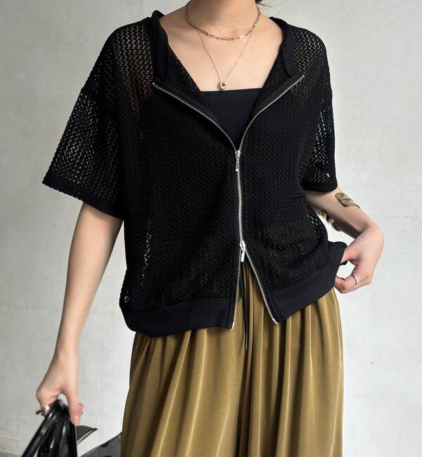  「【WEB限定】メッシュジップ半袖ブルゾン」|ブルゾン・スタジャン|