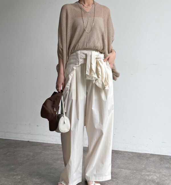  「【WEB限定】ストローヤーンカノコ柄ポンチョニツト」|ニット・セーター|