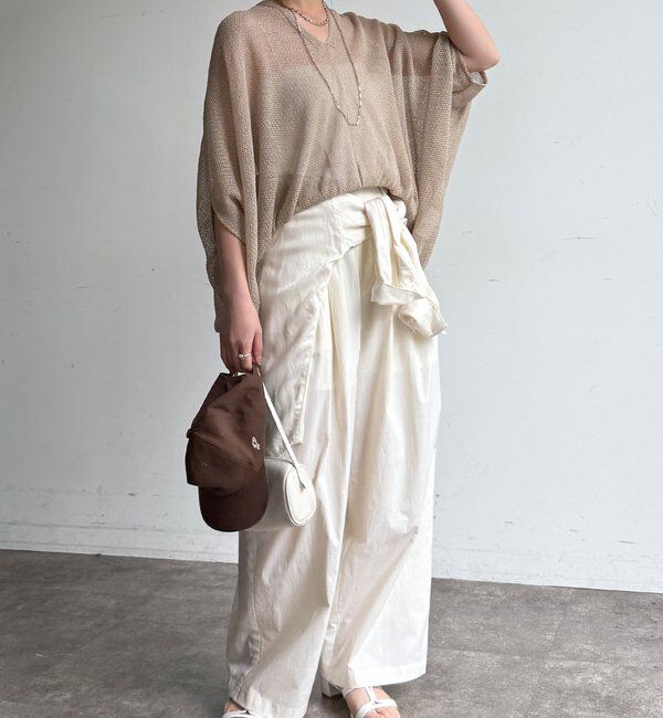  「【WEB限定】ストローヤーンカノコ柄ポンチョニツト」|ニット・セーター|