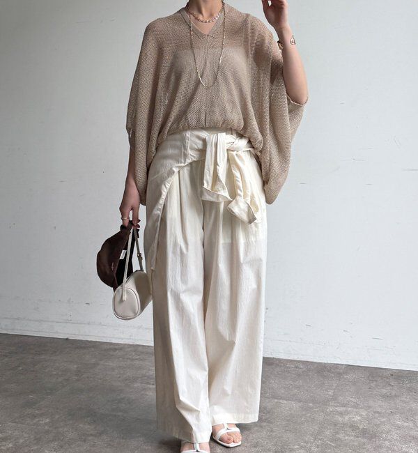  「【WEB限定】ストローヤーンカノコ柄ポンチョニツト」|ニット・セーター|