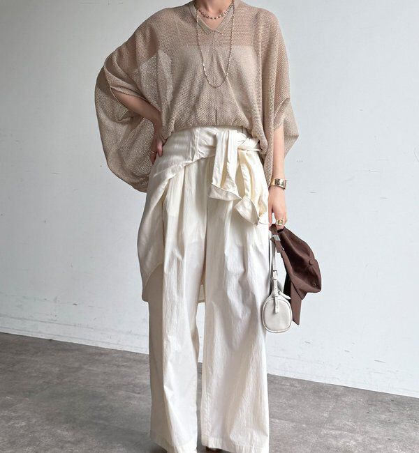  「【WEB限定】ストローヤーンカノコ柄ポンチョニツト」|ニット・セーター|