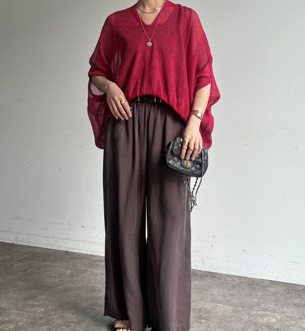  「【WEB限定】ストローヤーンカノコ柄ポンチョニツト」|ニット・セーター|