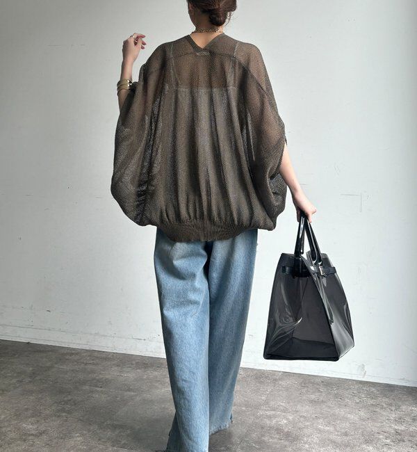  「【WEB限定】ストローヤーンカノコ柄ポンチョニツト」|ニット・セーター|