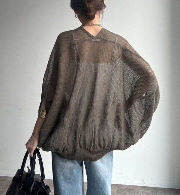  「【WEB限定】ストローヤーンカノコ柄ポンチョニツト」|ニット・セーター|