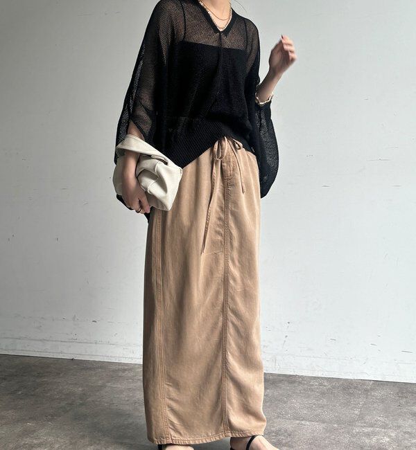  「【WEB限定】ストローヤーンカノコ柄ポンチョニツト」|ニット・セーター|