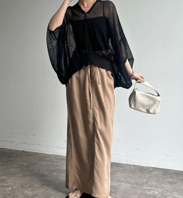  「【WEB限定】ストローヤーンカノコ柄ポンチョニツト」|ニット・セーター|