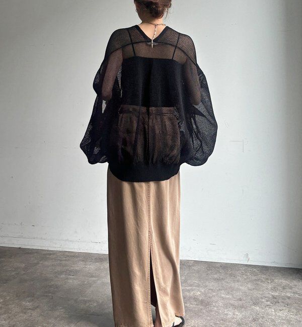  「【WEB限定】ストローヤーンカノコ柄ポンチョニツト」|ニット・セーター|