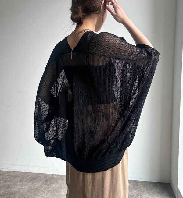  「【WEB限定】ストローヤーンカノコ柄ポンチョニツト」|ニット・セーター|