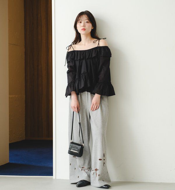  「【新色追加/2サイズ展開/低身長サイズ】カットアウトスウェットパンツ」|チノ|