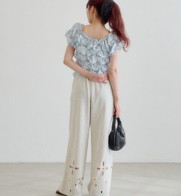  「【新色追加/2サイズ展開/低身長サイズ】カットアウトスウェットパンツ」|チノ|