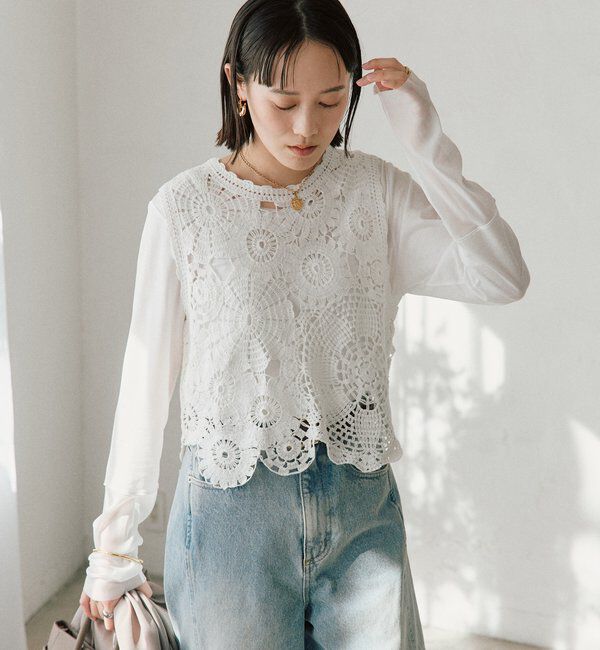  「【着映え】エンブロイダリーベスト」|ニット・セーター|