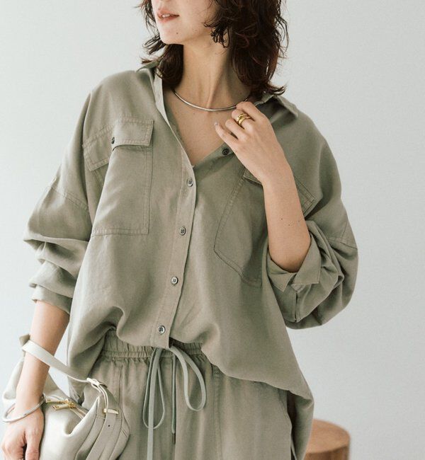  「【セットアップ可/新色追加】ガーメントダイワイドシャツ」|シャツ・ブラウス|カーキ
