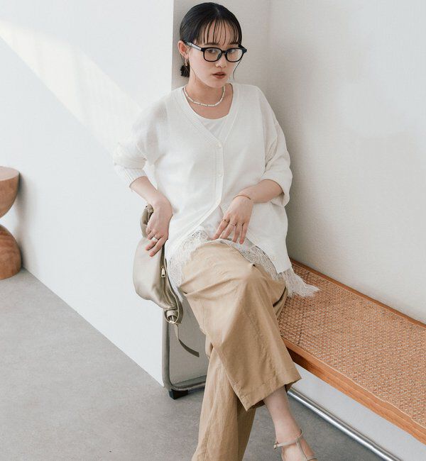  「予約【真夏まで活躍】ペーパーヤーンニットカーデ」|カーディガン|