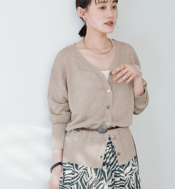  「予約【真夏まで活躍】ペーパーヤーンニットカーデ」|カーディガン|