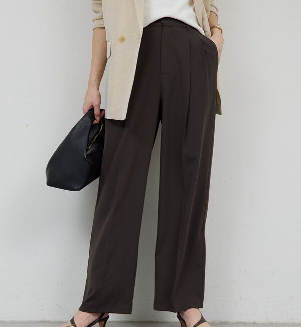  「【ガランテ名品】ライトジャージーワイドパンツ」|チノ|ダークブラウン