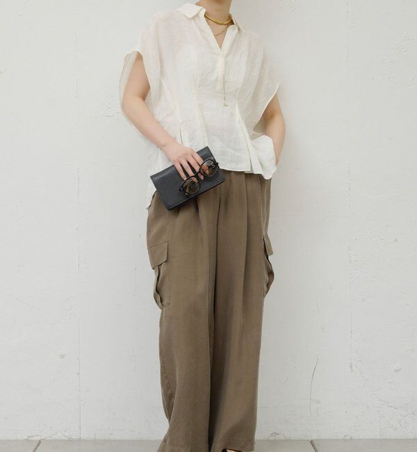  「【WEB限定】ハーフスリーブウエストシェイプシャツ」|シャツ・ブラウス|