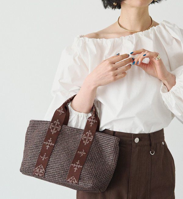  「ナイロンラフィアデイリーミニトートバッグ」|トートバッグ|ダークブラウン