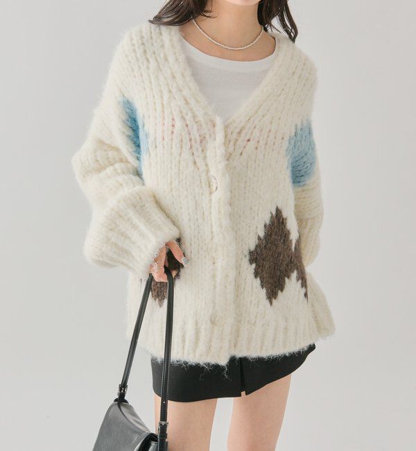  「ダイヤニットカーディガン」|カーディガン|