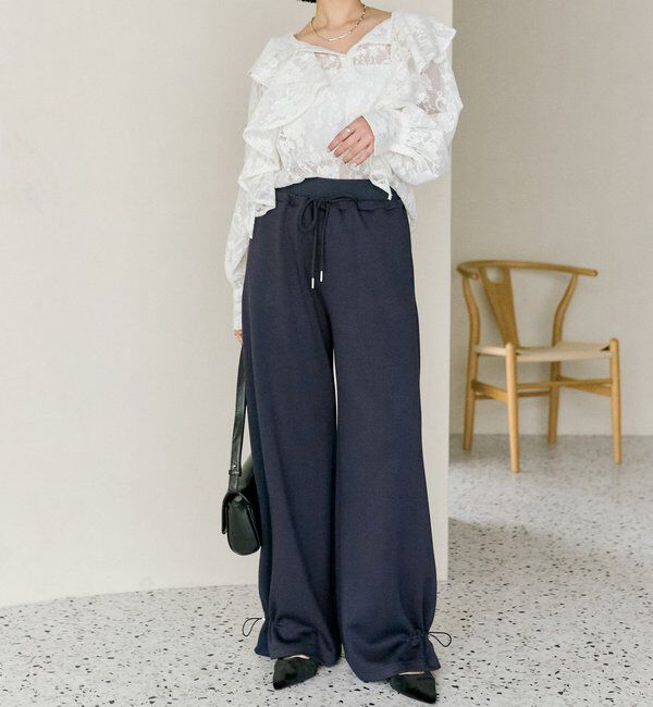  「裾ドロストスウェットパンツ」|チノ|
