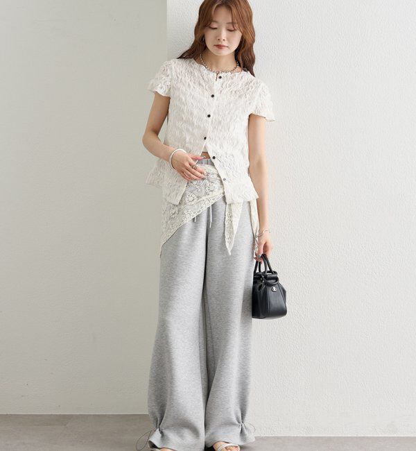  「裾ドロストスウェットパンツ」|チノ|