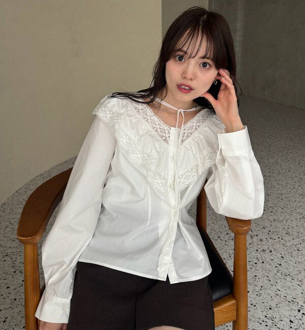  「【@lily.s_y企画】Vフリルシェイプブラウス」|シャツ・ブラウス|