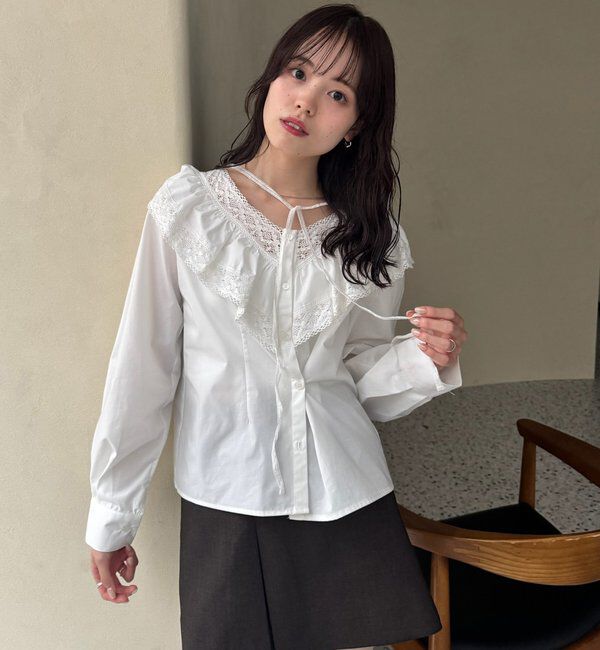  「【@lily.s_y企画】Vフリルシェイプブラウス」|シャツ・ブラウス|