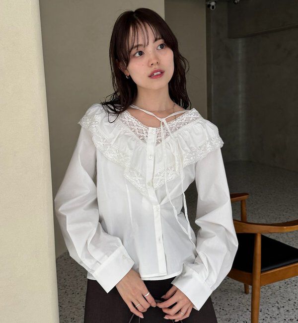  「【@lily.s_y企画】Vフリルシェイプブラウス」|シャツ・ブラウス|