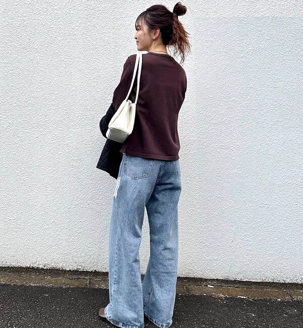  「【＠___s_m17企画】ストライプ付け襟配色ニット」|Tシャツ・カットソー|