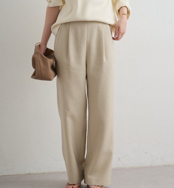  「麻調合繊タックパンツ」|チノ|