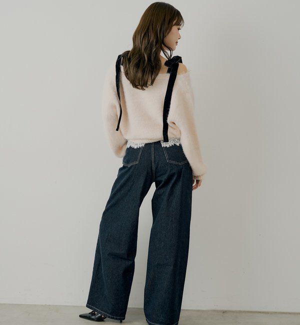  「ポケットレースワイドデニム」|デニム|
