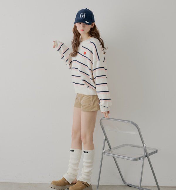  「Vネックボーダールーズニット」|ニット・セーター|