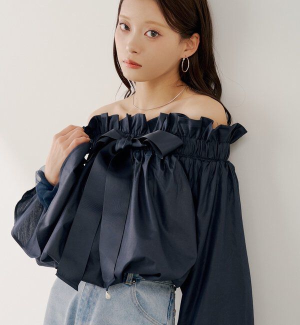  「【SALON by Chico】2wayスタンドフリルブラウス」|シャツ・ブラウス|