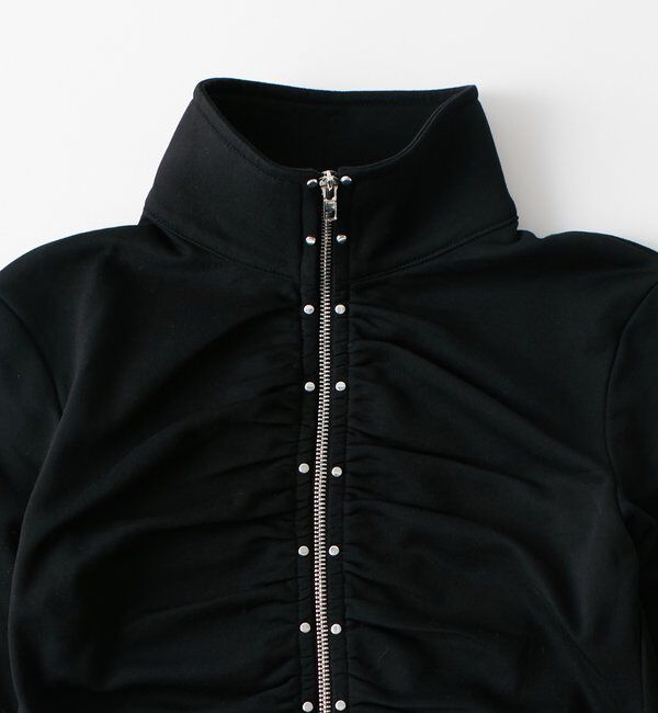  「スタッズジップギャザートップス」|Tシャツ・カットソー|