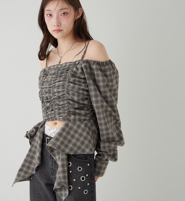  「イレヘムギャザーオフショルブラウス」|シャツ・ブラウス|