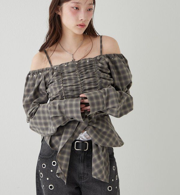  「イレヘムギャザーオフショルブラウス」|シャツ・ブラウス|