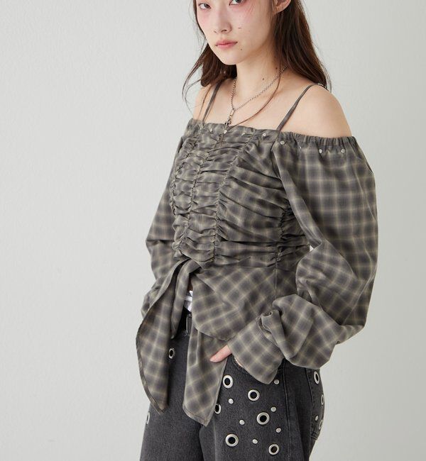  「イレヘムギャザーオフショルブラウス」|シャツ・ブラウス|