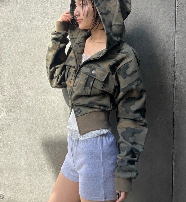  「フラップショートジップフーディ」|パーカー|