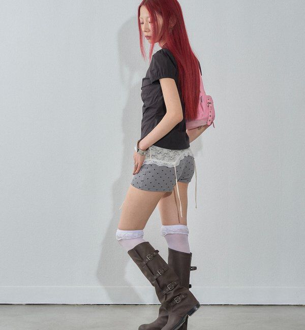  「Wボタンギャザーブラウス(ドット柄・無地)」|シャツ・ブラウス|