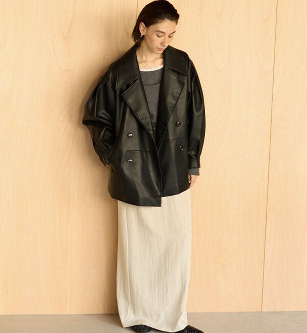  「【サイズ展開あり】レザーミドルコート」|その他|