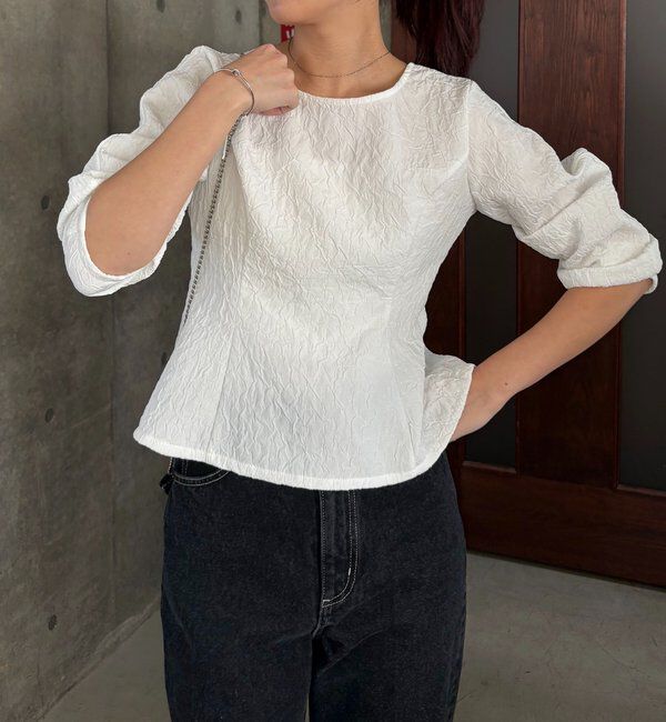  「ジャガードバックリボンペプラムブラウス」|シャツ・ブラウス|