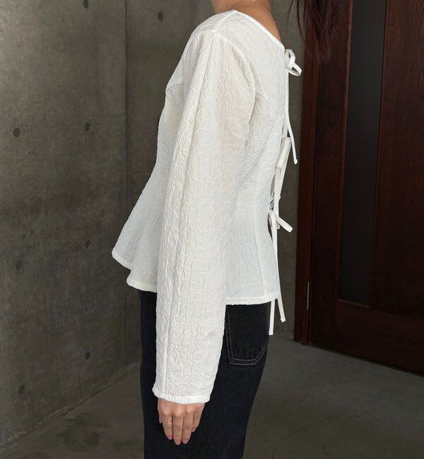  「ジャガードバックリボンペプラムブラウス」|シャツ・ブラウス|