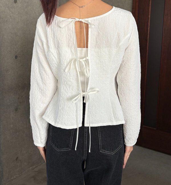  「ジャガードバックリボンペプラムブラウス」|シャツ・ブラウス|