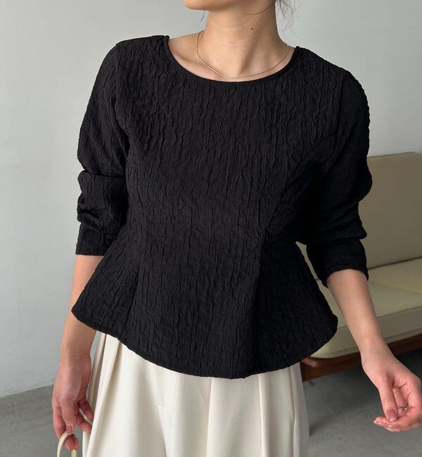  「ジャガードバックリボンペプラムブラウス」|シャツ・ブラウス|