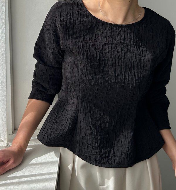  「ジャガードバックリボンペプラムブラウス」|シャツ・ブラウス|