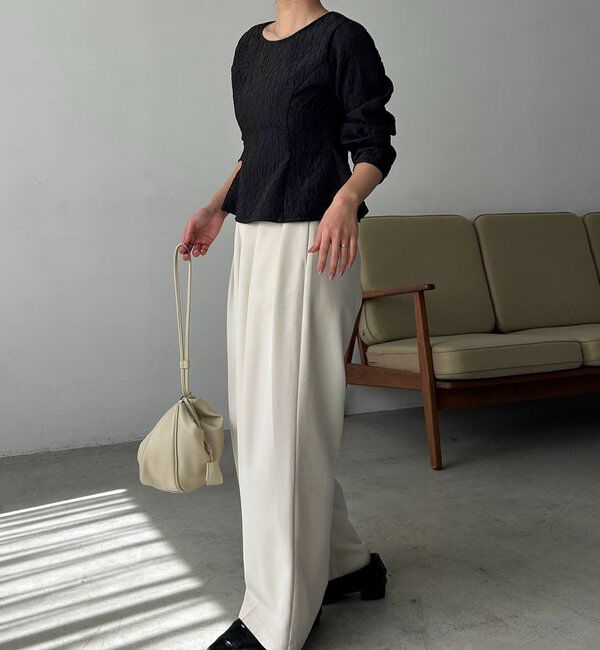  「ジャガードバックリボンペプラムブラウス」|シャツ・ブラウス|